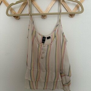 Volcom Cream Ruffled Buttoned Crop Camisole